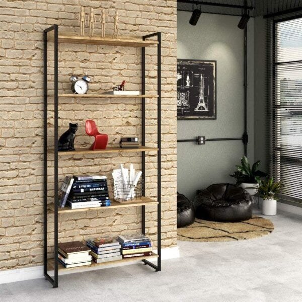 Estante Multiuso 5 Prateleiras 80cmx187cm Dynamica  Carvalho