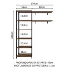 Estante Multiuso + Prateleiras Para Lavanderia 139cm Rustic/p