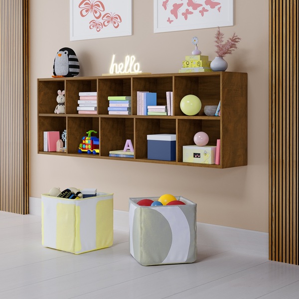 Estante Multiuso Amêndoa Ely Com 2 Opções De Uso 100% Mdf