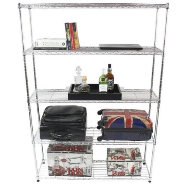 Estante Multiuso Arame Aço Cromado 5 Prateleiras Montável Dec