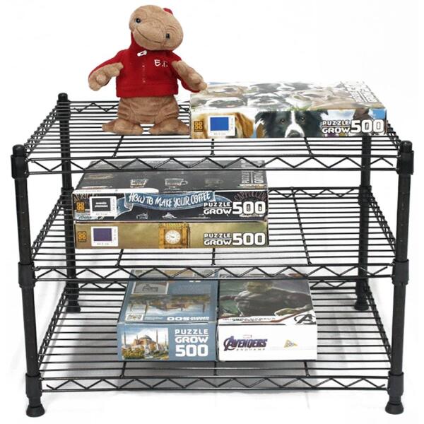 Estante Multiuso Arame Aço Preto 3 Prateleiras Montável Decor