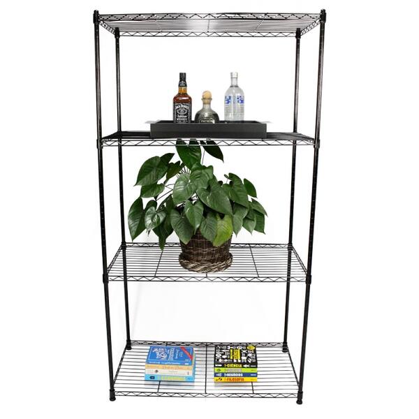 Estante Multiuso Arame Aço Preto 4 Prateleiras Montável Decor