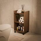 Estante Multiuso Armário Móvel Para Banheiro Nogal Com Rodinh