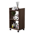 Estante Multiuso Armário Móvel Para Banheiro Nogal Com Rodinh