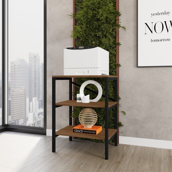 Estante Multiuso Baixa Slim Industrial 60x41cm Preto/canela