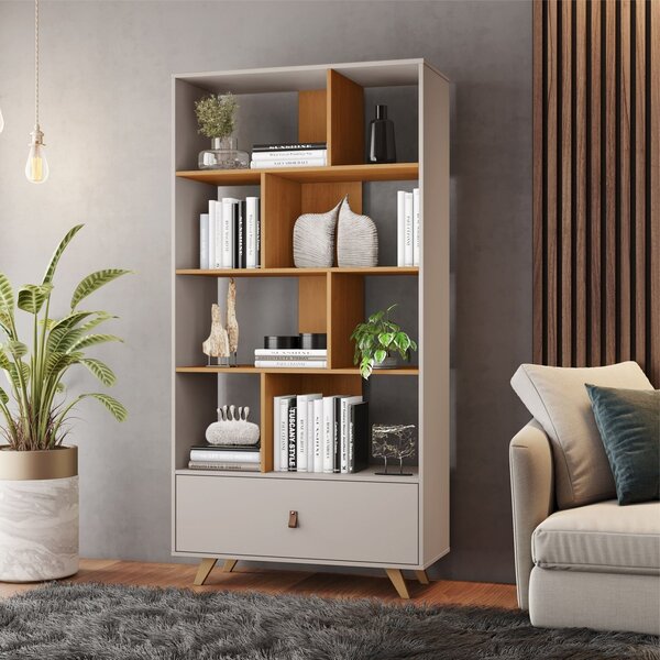 Estante Multiuso Para Livros Office 1 Gaveta Giga  Off White/