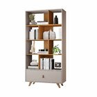Estante Multiuso Para Livros Office 1 Gaveta Giga  Off White/