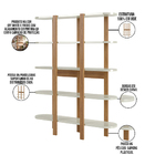 Estante Multiuso Para Sala De Estar 5 Prateleiras Ancona 175x