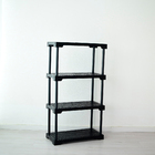 Estante Multiuso de Plástico Polipropileno com 4 Prateleiras Preta Poly 127x70x35cm 100kg Organize