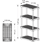 Estante Multiuso de Plástico Polipropileno com 4 Prateleiras Preta Poly 127x70x35cm 100kg Organize