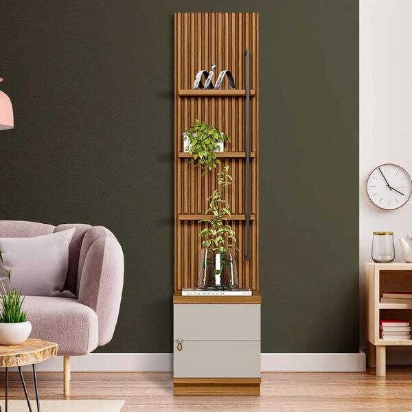 Estante Multiuso Ripada 3 Prateleiras 1 Porta Nature Off Whit