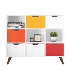 Estante Nicho Vintage Sabina Branco Com Gavetas Brancas E Col