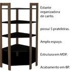 Estante Organizador Armário De Canto Az1020 Mdp Preto/nogal G