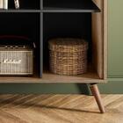 Estante Organizador Retrô Com 6 Nichos Carvalho Preto Qmovi