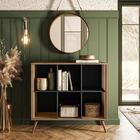 Estante Organizador Retrô Com 6 Nichos Carvalho Preto Qmovi