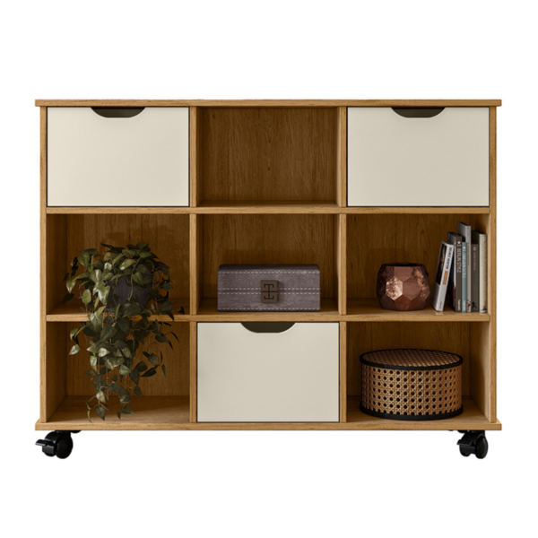 Estante Organizadora Com Rodizios Natal Freijó  Off White Fos