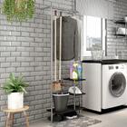 Estante Organizadora Lavanderia Preto Tubos Cromados Carraro