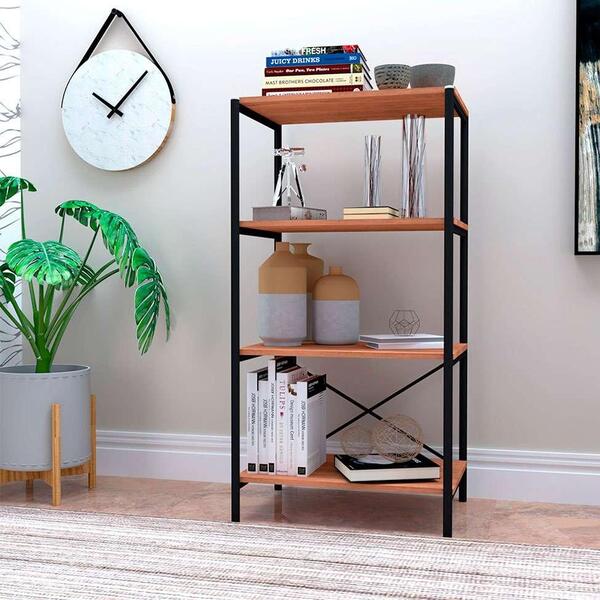 Estante Padova Madeira E Preta 117 Cm