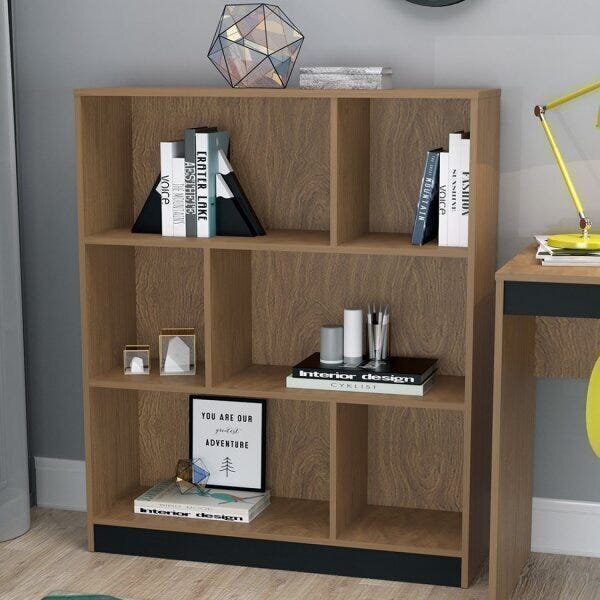 Estante Para Escritório 6 Nichos B25 Mel/preto