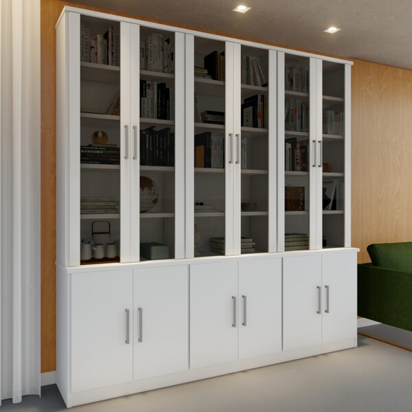 Estante Para Livros 12 Portas 15 Prateleiras Branco 128712 -