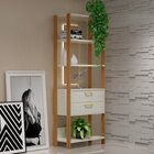 Estante Para Livros 185cm X 73cm Contemporâneo Freijó/off Whi