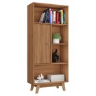 Estante Para Livros 1 Porta 3 Prateleiras Pequim Nogal