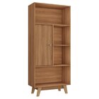 Estante Para Livros 1 Porta 3 Prateleiras Pequim Nogal