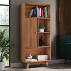 Estante Para Livros 1 Porta 3 Prateleiras Pequim Nogal