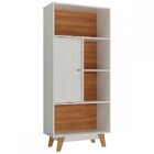 Estante Para Livros 1 Porta 4 Nichos Branco/nogal - Hecol Móv