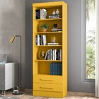 Estante Para Livros 2 Gavetas 4 Prateleiras Amarelo 3420 - Qm