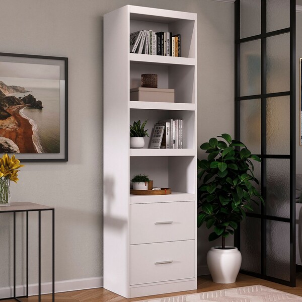 Estante Para Livros 2 Gavetas Branco 8304 - Foscarini