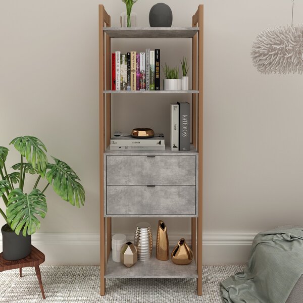 Estante Para Livros 2 Gavetas Centro 185cmx65cm Haia Yescasa