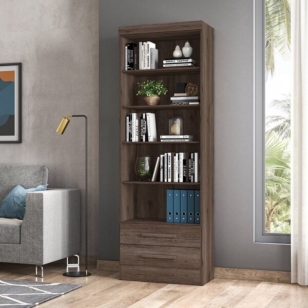 Estante Para Livros 2 Gavetas Qmovi Ébano/rústico