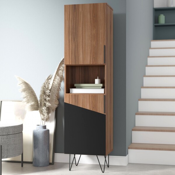 Estante Para Livros 2 Portas 2 Prateleiras Castanho/ades/pret