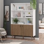 Estante Para Livros 2 Portas 6 Prateleiras Com Pés Retro Em M