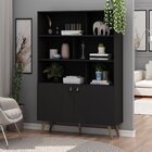 Estante Para Livros 2 Portas 6 Prateleiras Com Pés Retro Em M