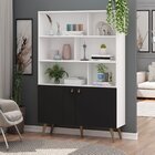 Estante Para Livros 2 Portas 6 Prateleiras Com Pés Retro Em M