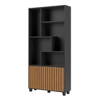 Estante Para Livros 2 Portas  Preto Fosco/freijó