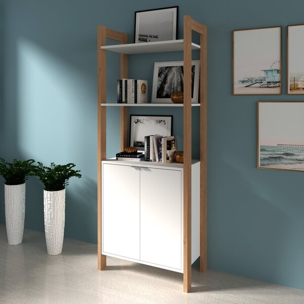 Estante Para Livros 2 Portas Az  Amêndoa/branco