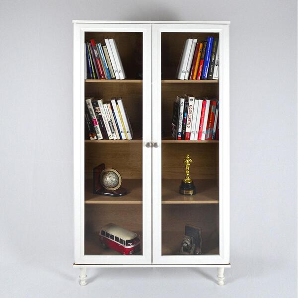 Estante Para Livros 2 Portas Vidro Ditália E-957