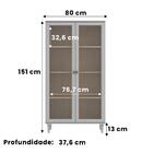 Estante Para Livros 2 Portas Vidro Ditália E-957