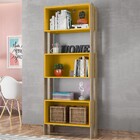 Estante Para Livros 3 Nichos Carvalho/amarelo 3440 - Qmovi