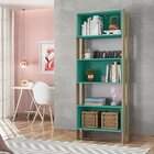 Estante Para Livros 3 Nichos Qmovi Carvalho Toq Rustico/turqu