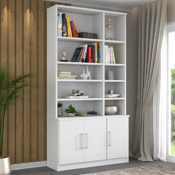 Estante Para Livros 3 Portas Moderno 223cmx117cm Branco
