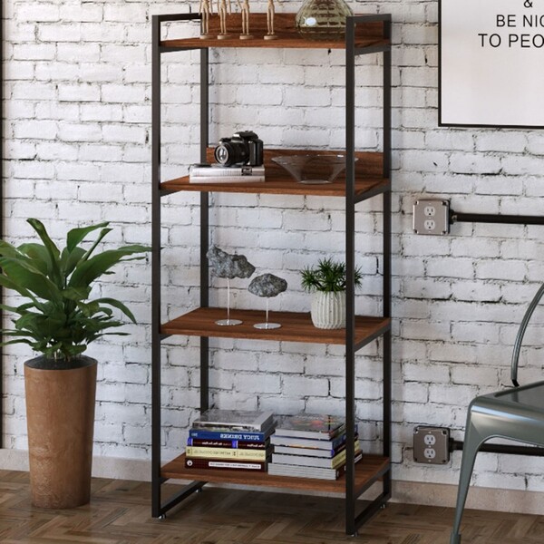 Estante Para Livros 4 Prateleiras Nogal 8391 - Compace