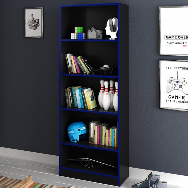 Estante Para Livros 4 Prateleiras Preto/azul Me4141 - Tecno M