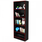 Estante Para Livros 4 Prateleiras Preto/vermelho Me4141 - Tec