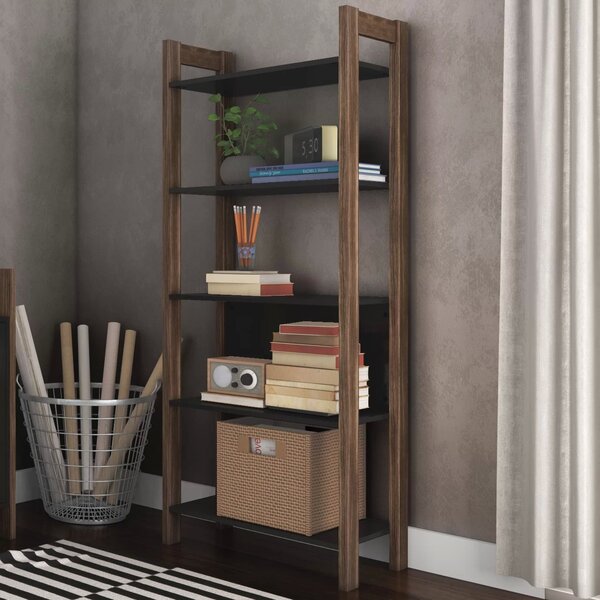 Estante Para Livros 5 Prateleiras 165,5cmx65cm Az Preto/nogal