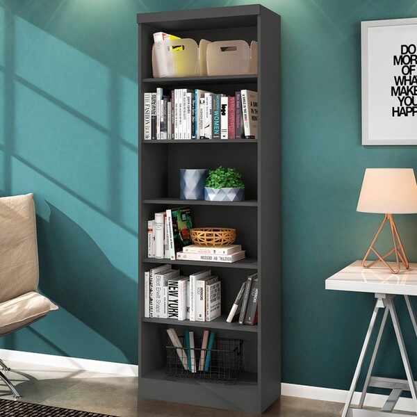 Estante Para Livros 5 Prateleiras Chumbo 1404 - Qmovi