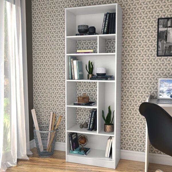 Estante Para Livros 8 Nichos Roma Branco